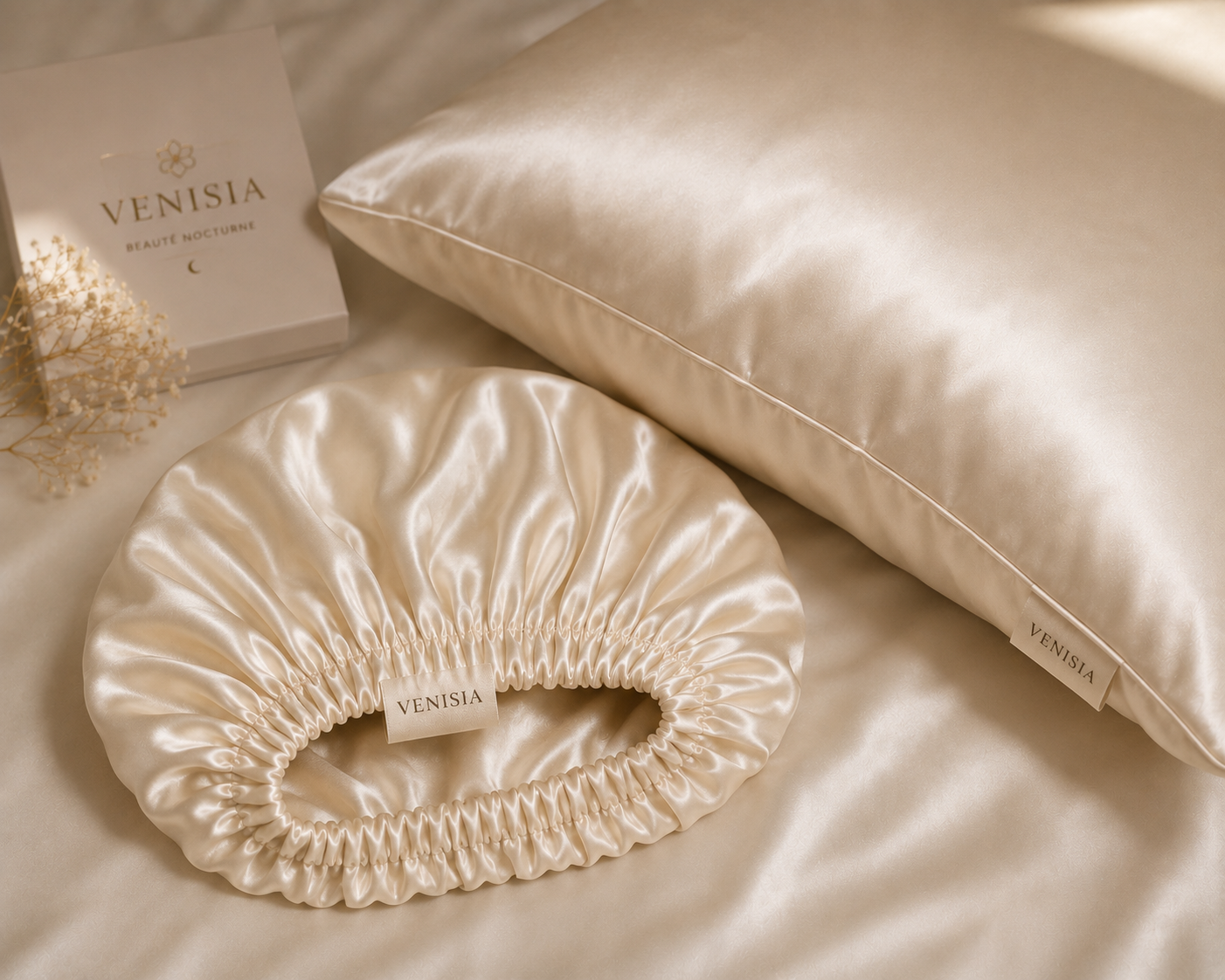Bonnet de nuit en soie de mûrier 22 Momme | VENISIA